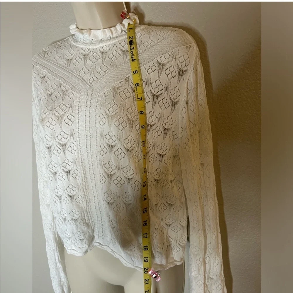 Zara white, long sleeve lace-like women's top size S
